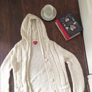 Cozy White Mossimo Hooded Sweater with Buttons